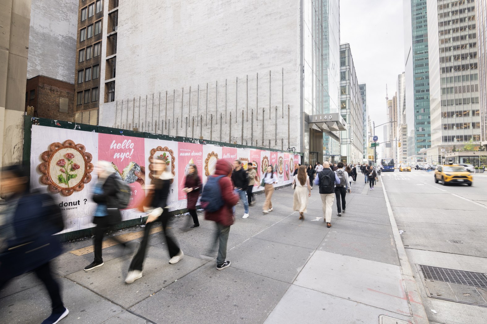 Street poster wheat-paste campaign at 6th Ave & 45th St — Japanese Donut