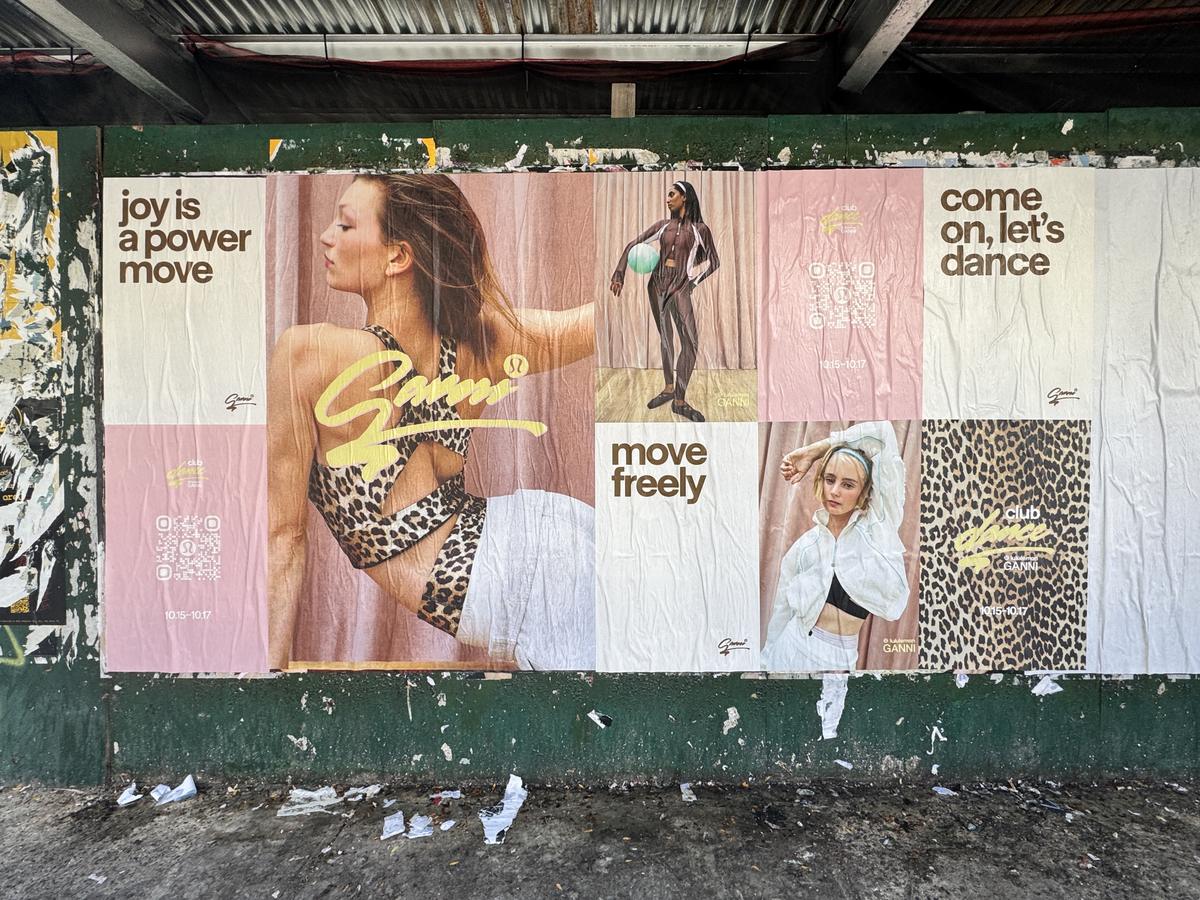 Wheat-paste posters at lululemon × GANNI — Williamsburg